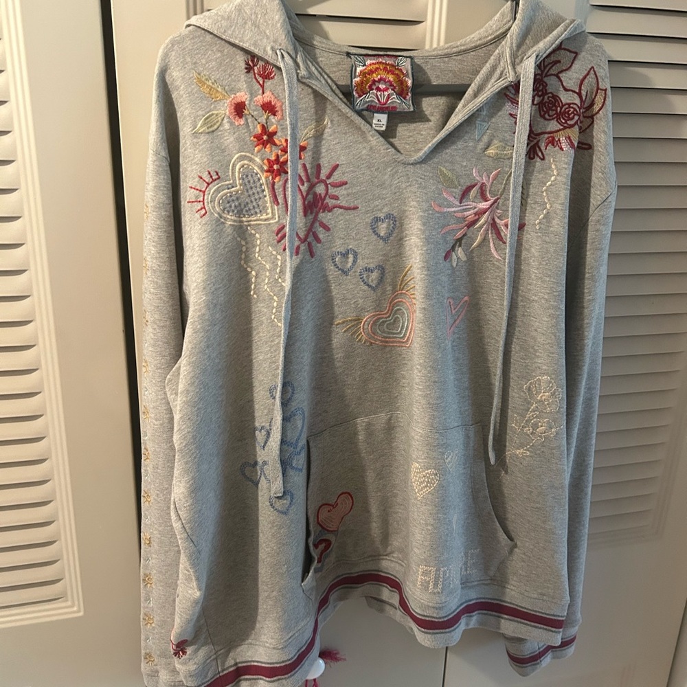 Johnny Was Embroidered Sweatshirt.  Excellent Condition!